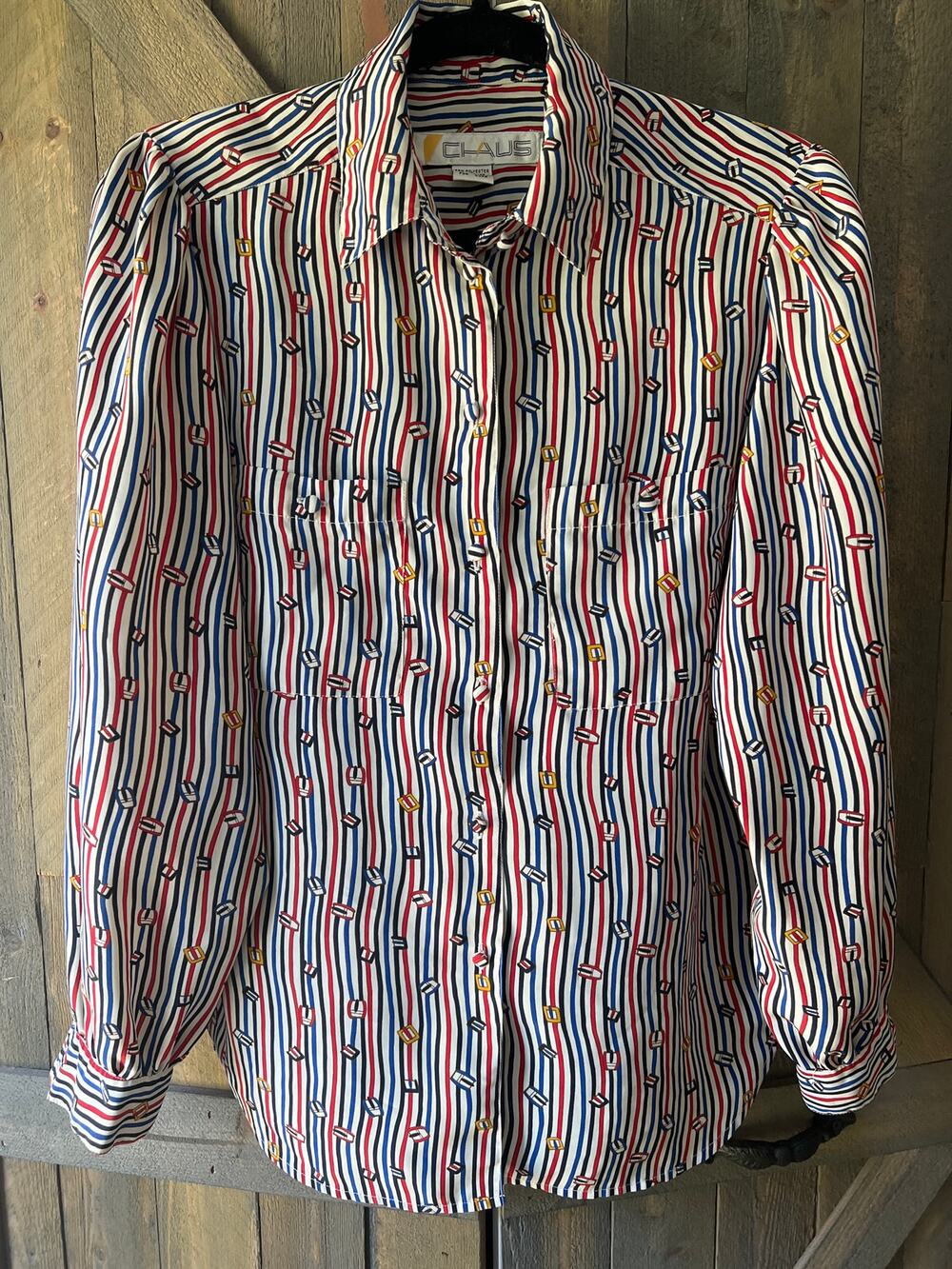 Vintage Chaus Striped Buckle Print Button Down